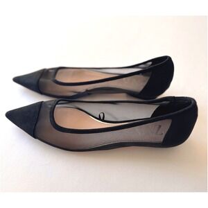Zara Black Mesh Pointed Toe Ballet Flats Women's Size 40 US 9